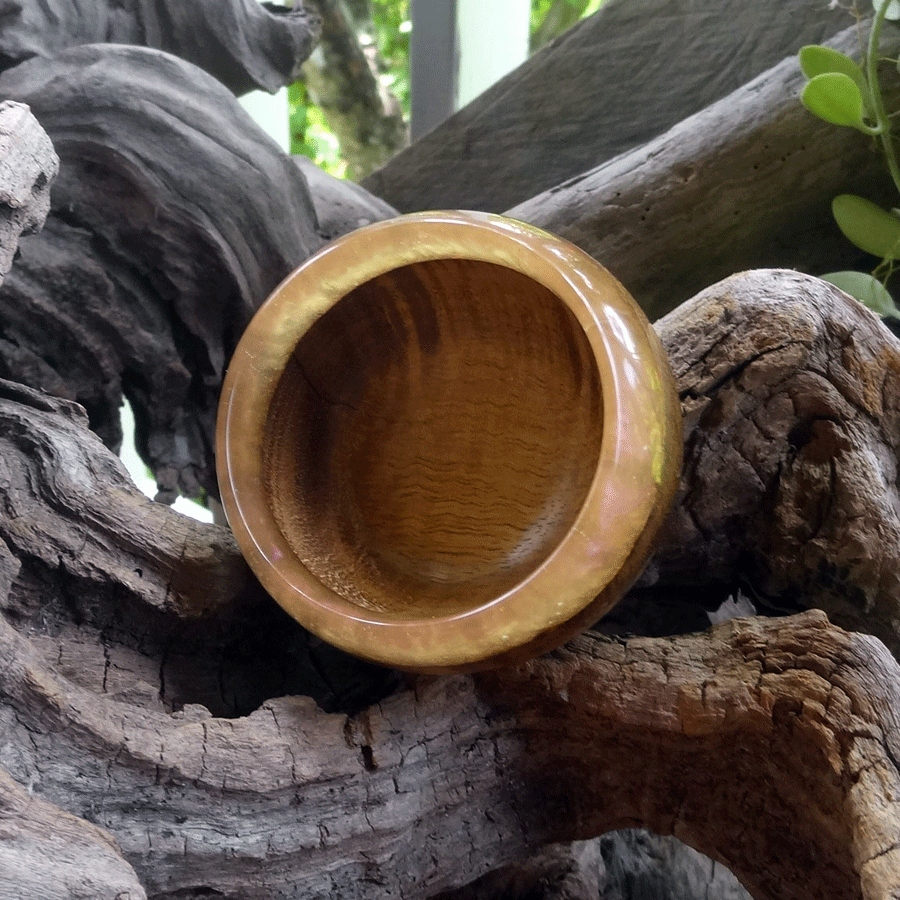 Driftwood and pink pearl resin trinket bowl