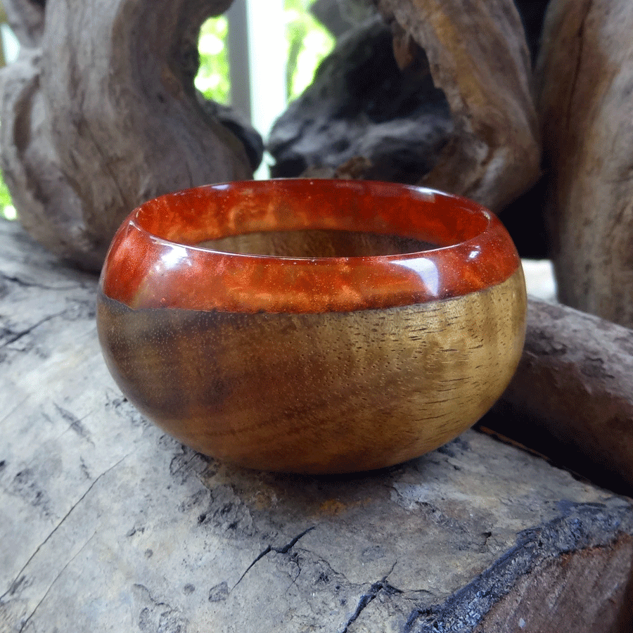 Driftwood and red resin trinket bowl