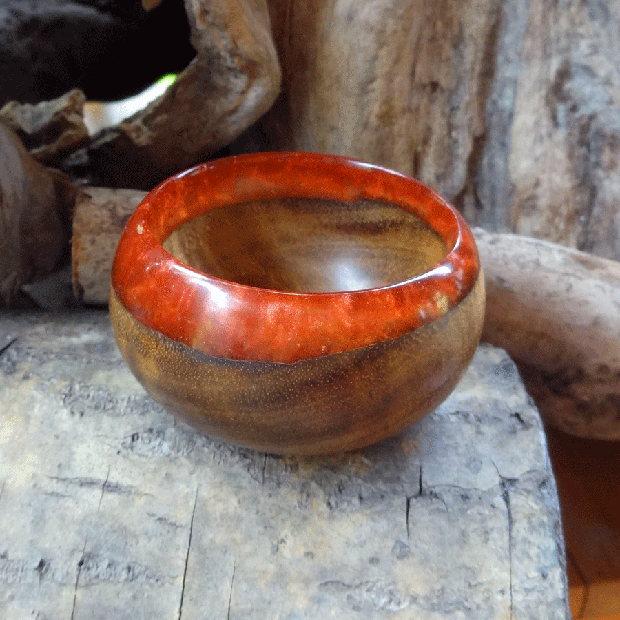 Driftwood and red resin trinket bowl