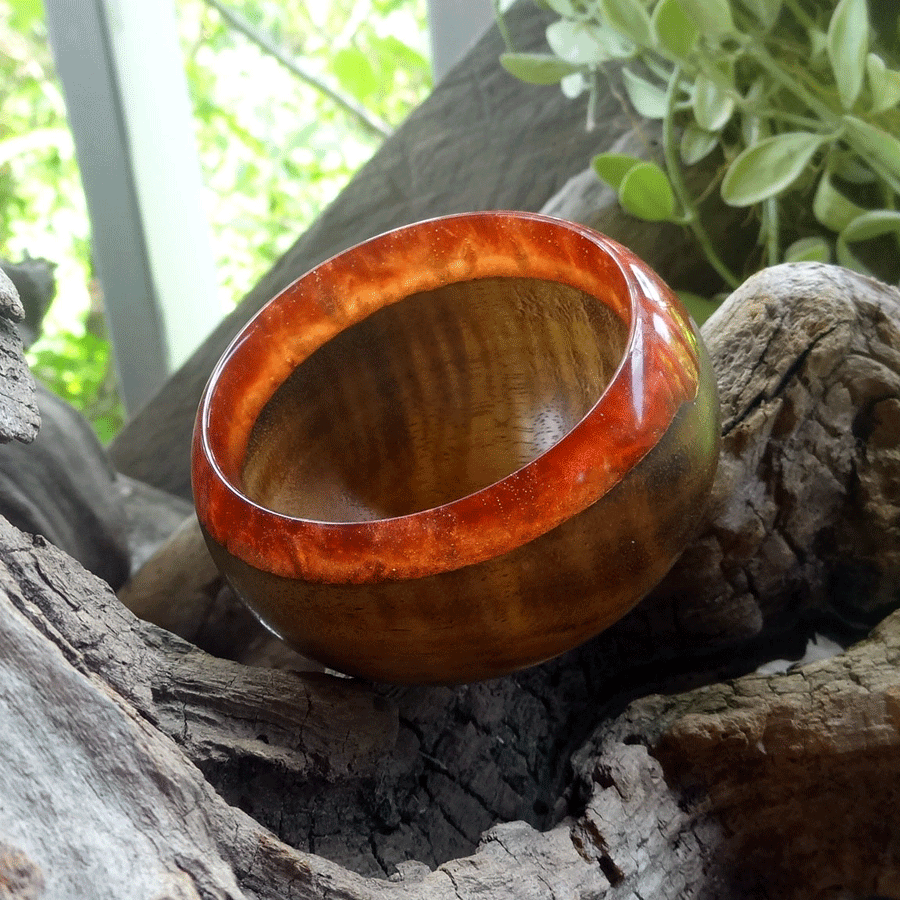 Driftwood and red resin trinket bowl