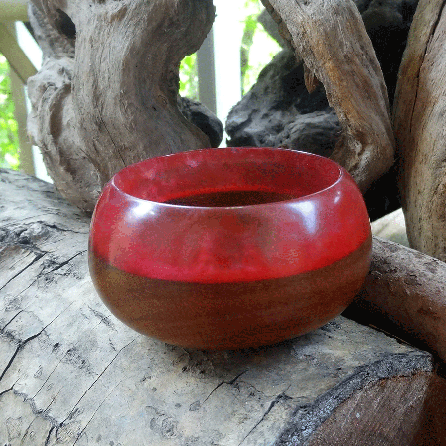 Driftwood and pink resin trinket bowl