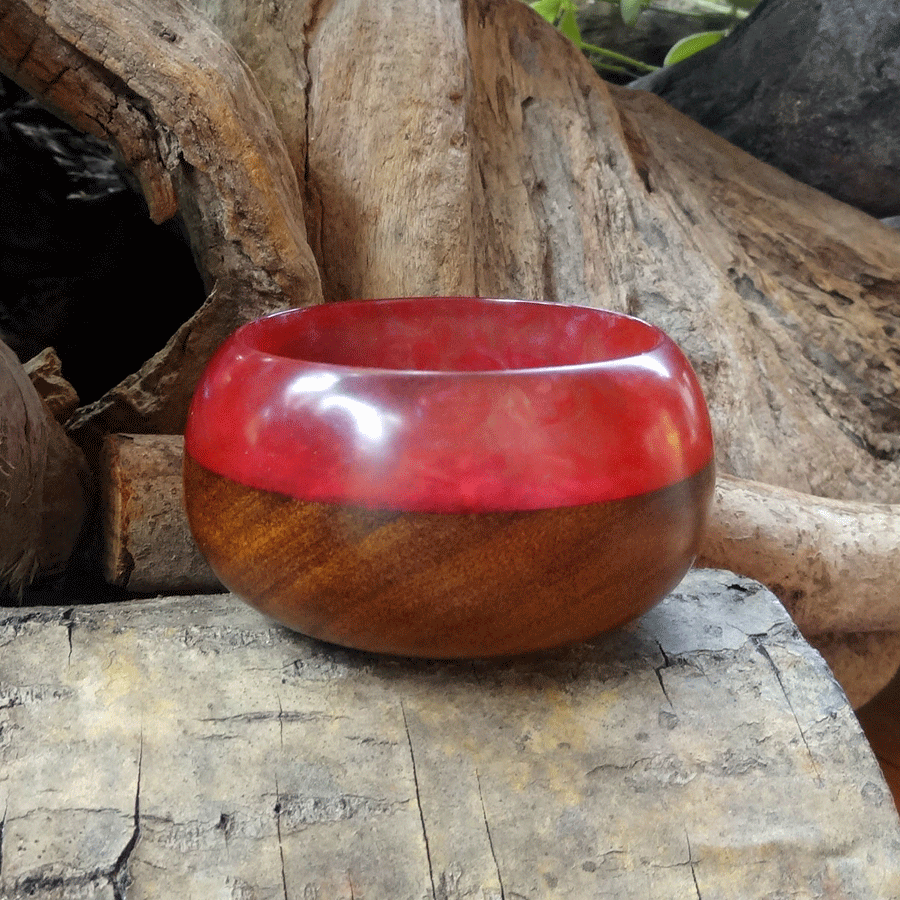 Driftwood and pink resin trinket bowl