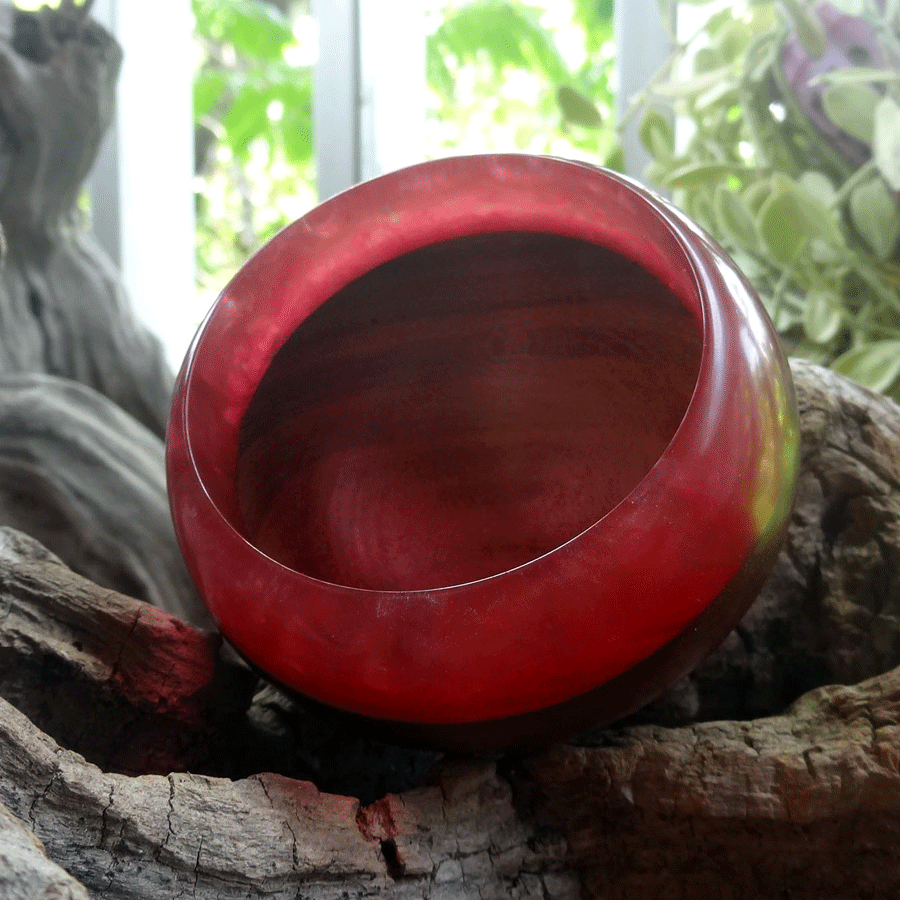 Driftwood and pink resin trinket bowl