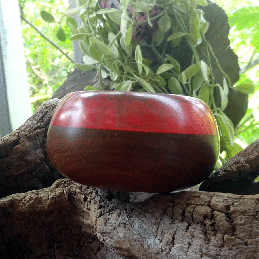 Driftwood and pink resin trinket bowl