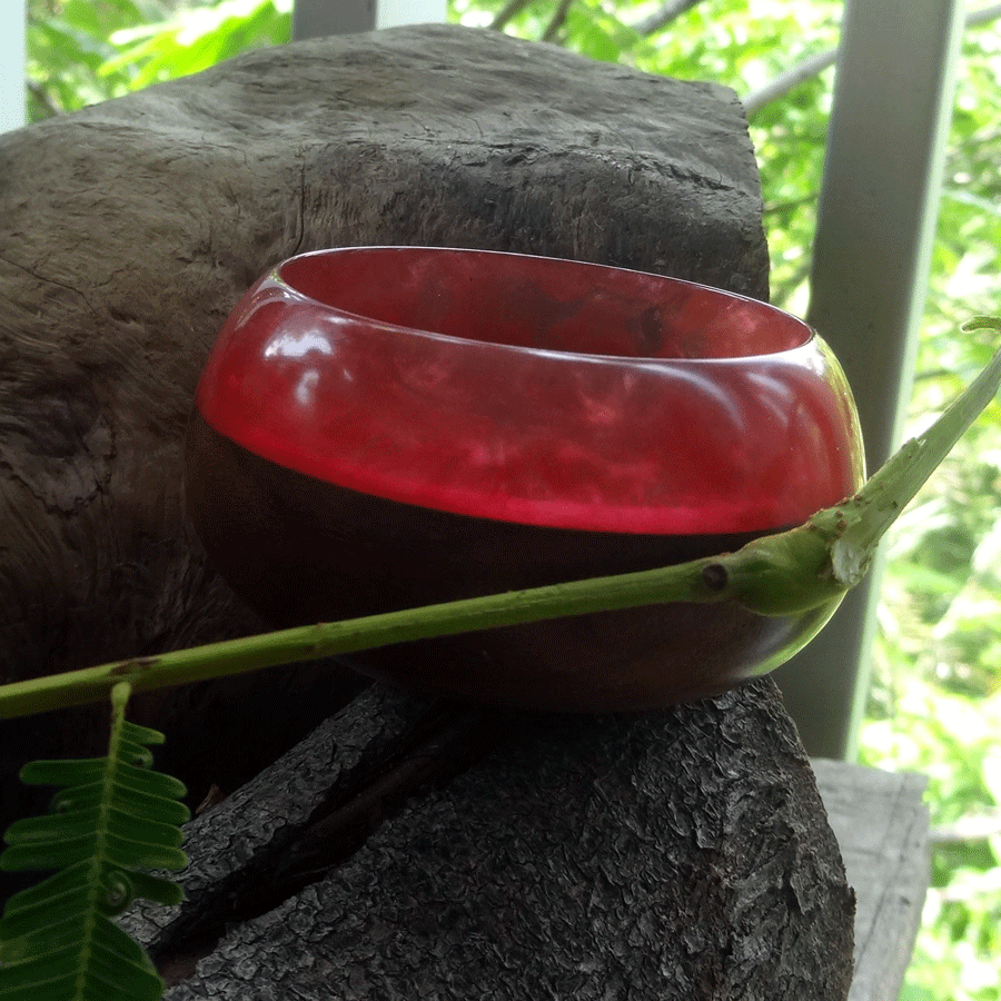 Driftwood and pink resin trinket bowl