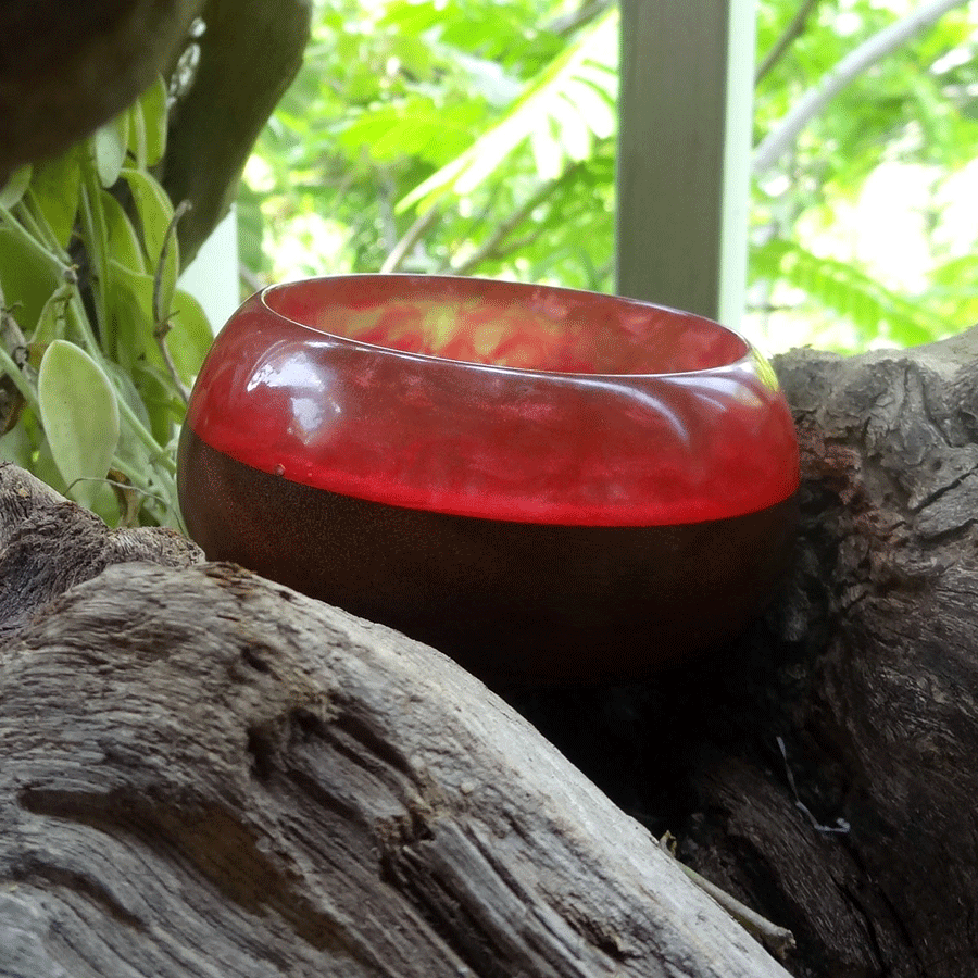 Driftwood and pink resin trinket bowl