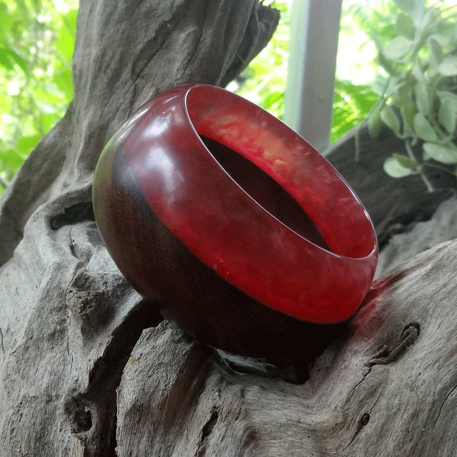 Driftwood and pink resin trinket bowl