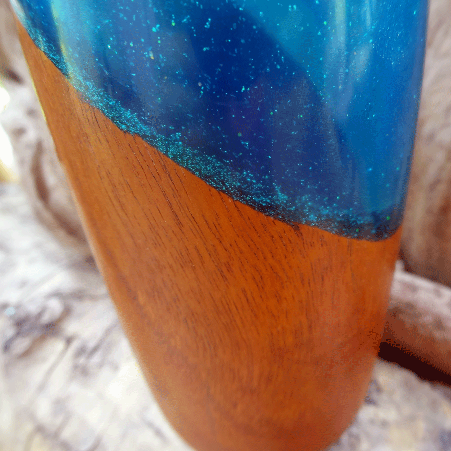 Driftwood and blue resin vase