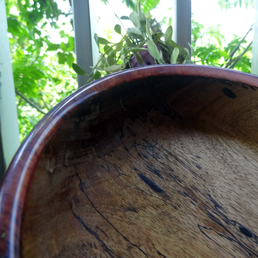 Driftwood and purple resin ornamental flat bowl