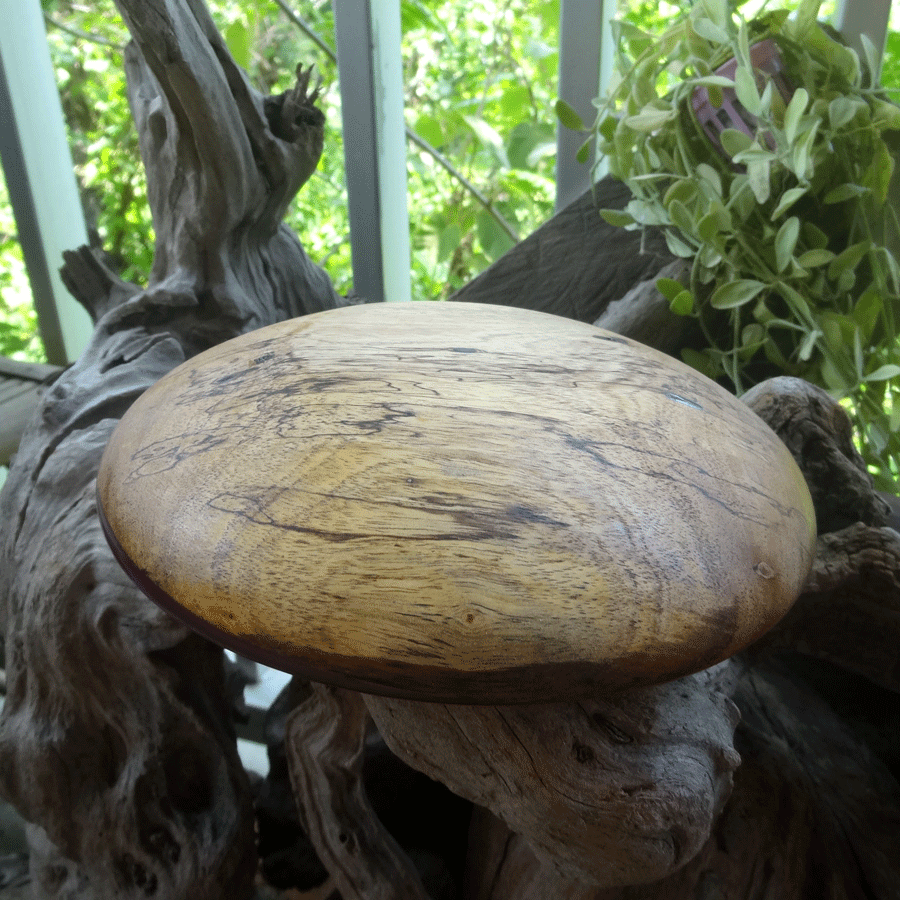 Driftwood and purple resin ornamental flat bowl