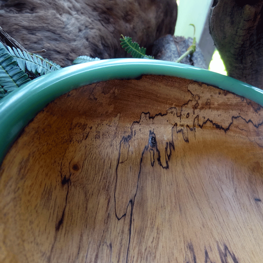 Driftwood and turquoise resin ornamental flat bowl