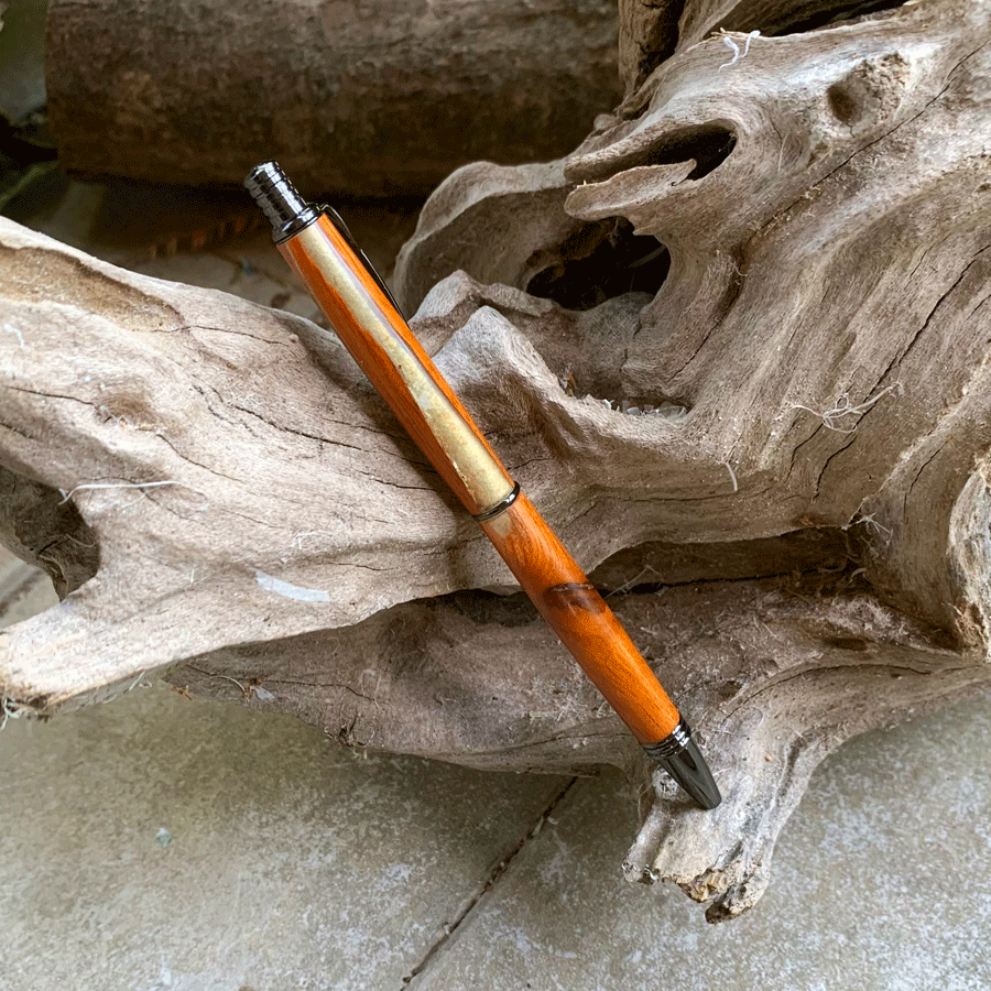 Driftwood and pearl resin pen