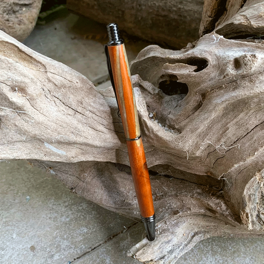 Driftwood and pearl resin pen