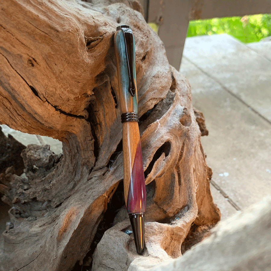 Driftwood and purple and blue resin pen