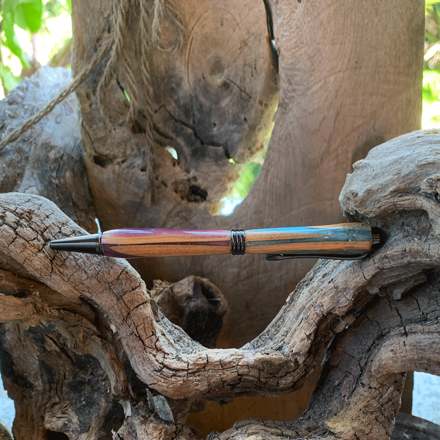 Driftwood and purple and blue resin pen