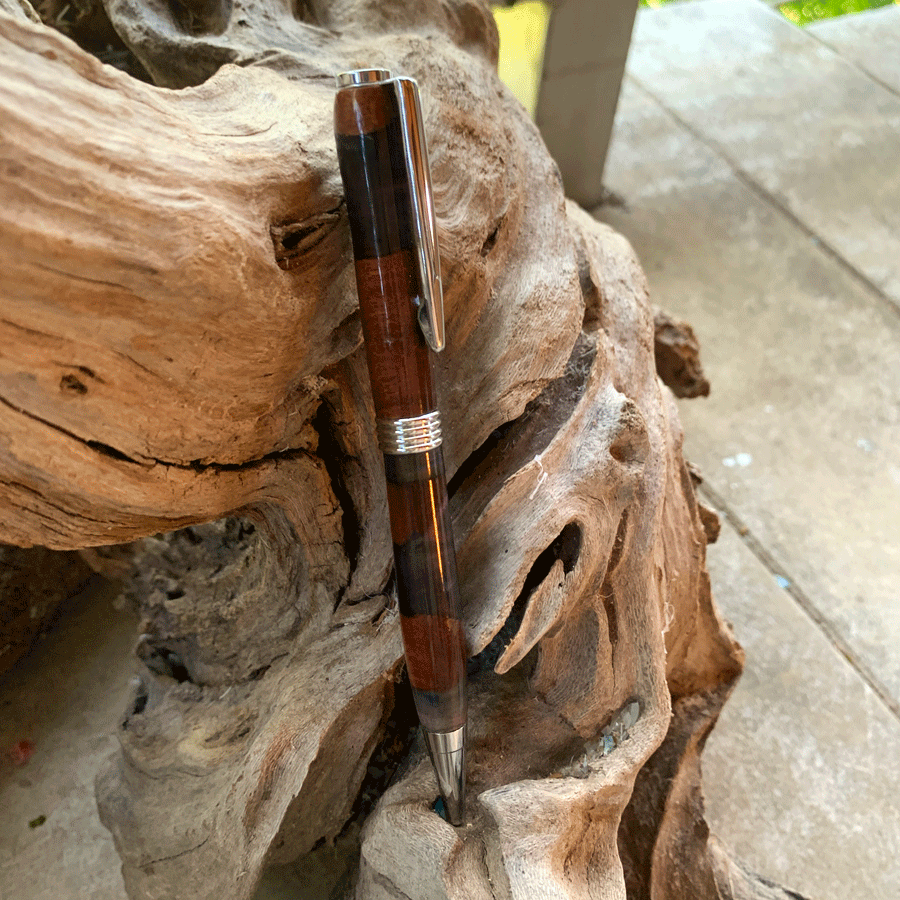 Driftwood and black and purple resin pen