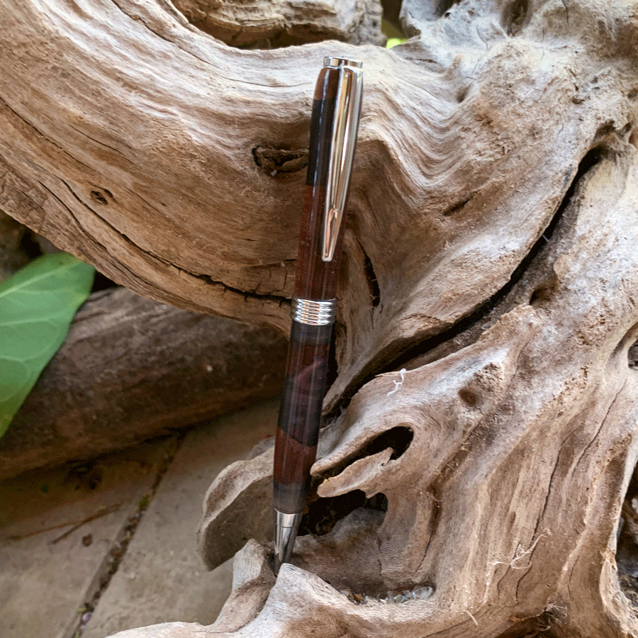 Driftwood and black and purple resin pen