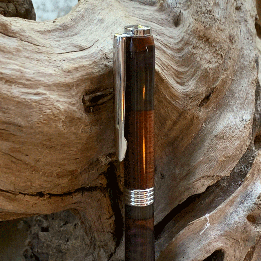 Driftwood and black and purple resin pen