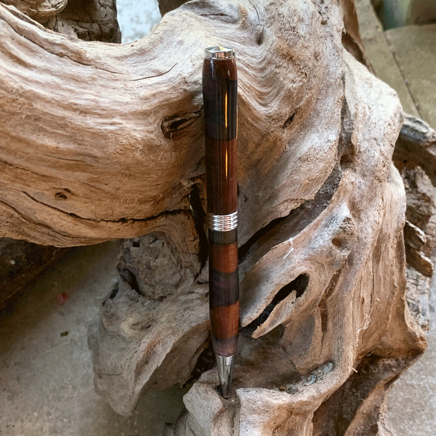 Driftwood and black and purple resin pen