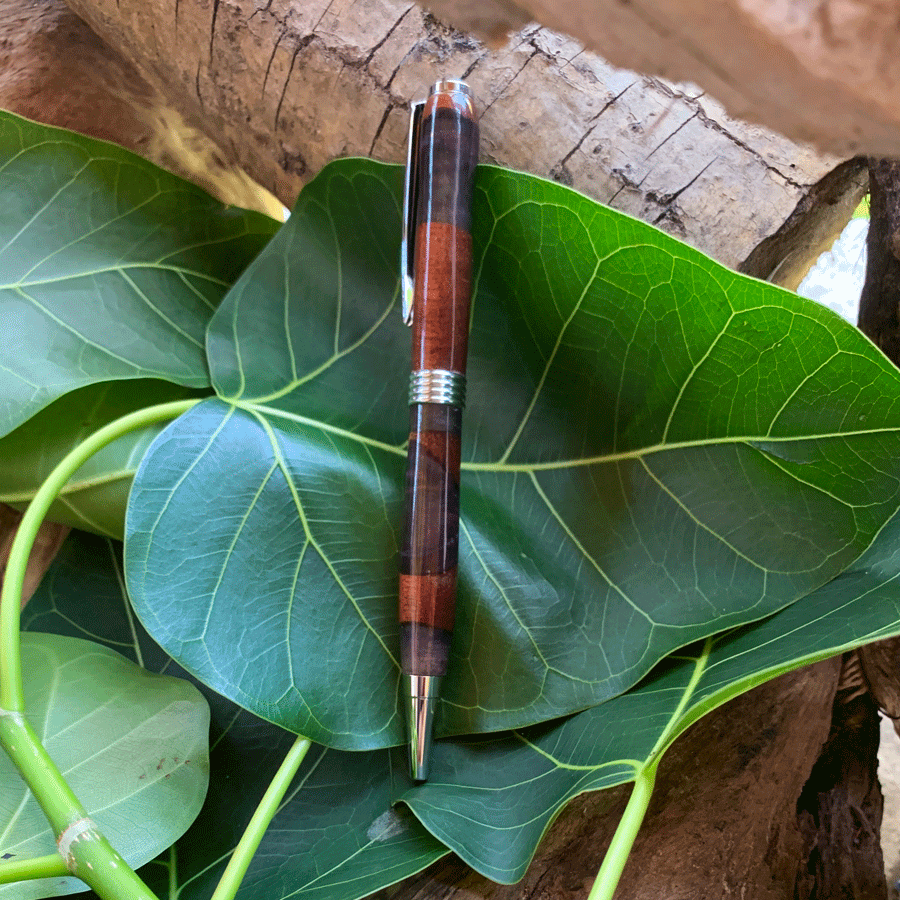 Driftwood and black and purple resin pen