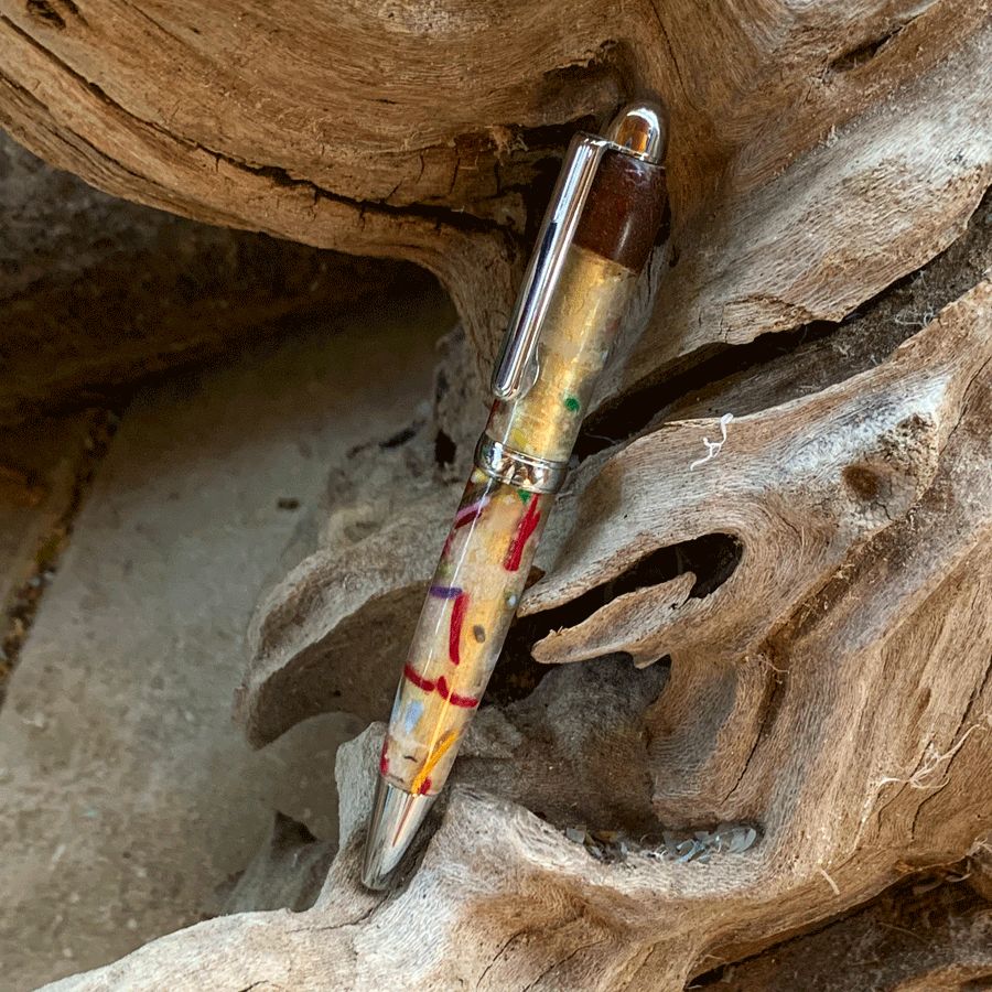 Driftwood and pearl resin pen