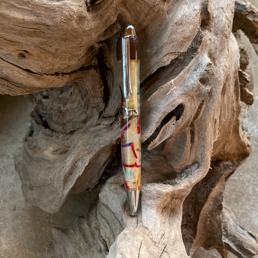 Driftwood and pearl resin pen