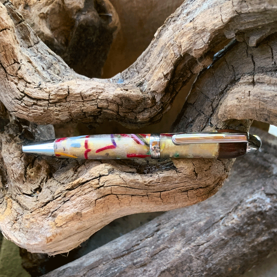 Driftwood and pearl resin pen