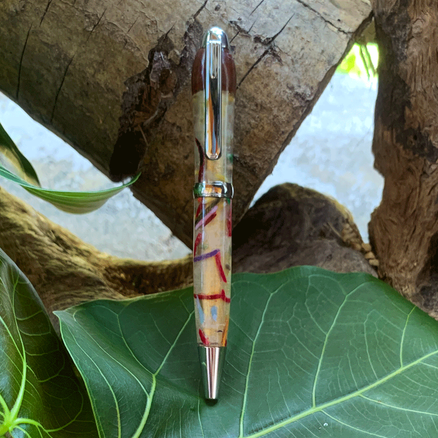 Driftwood and pearl resin pen