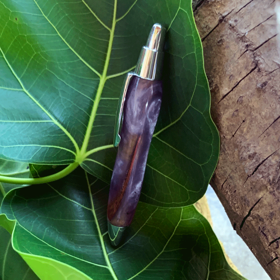 Driftwood and purple resin pen