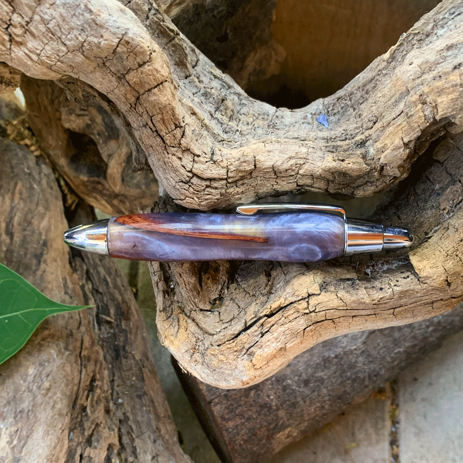 Driftwood and purple resin pen