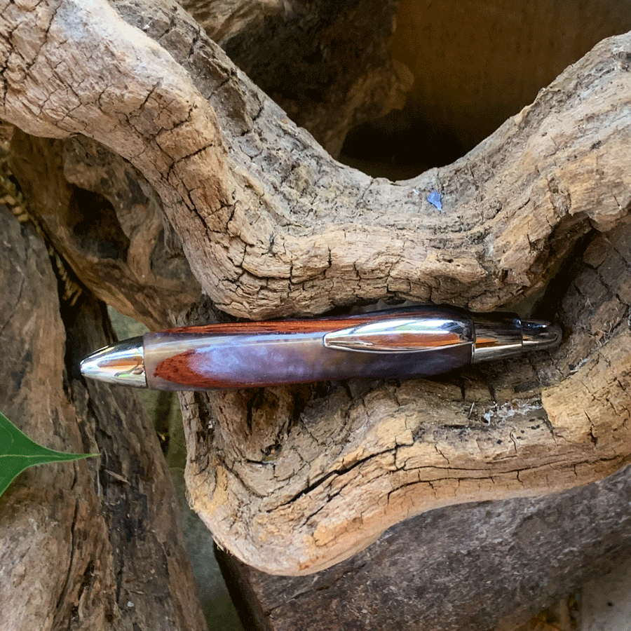 Driftwood and purple resin pen