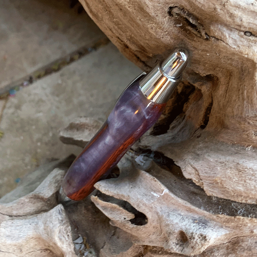 Driftwood and purple resin pen