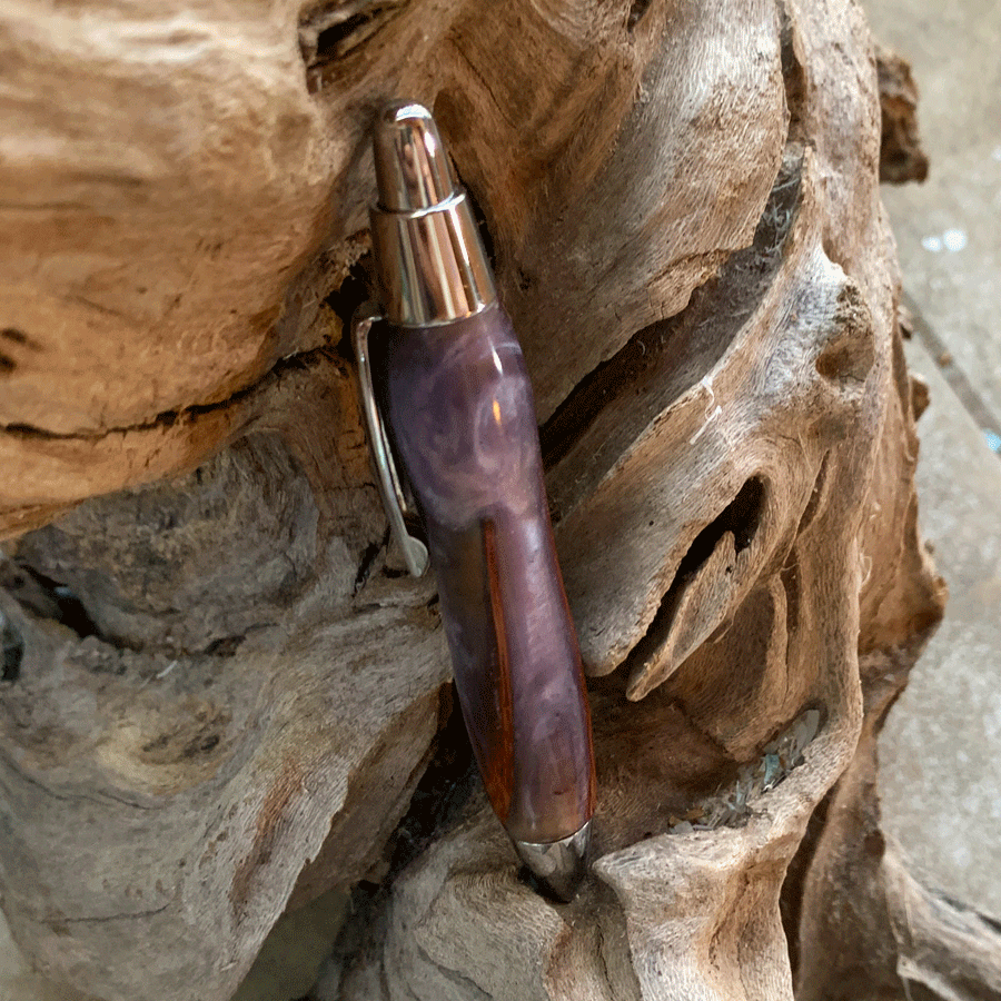 Driftwood and purple resin pen