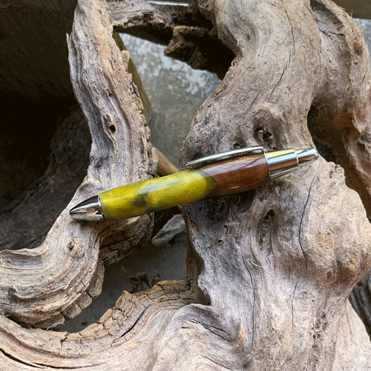 Driftwood and green resin pen