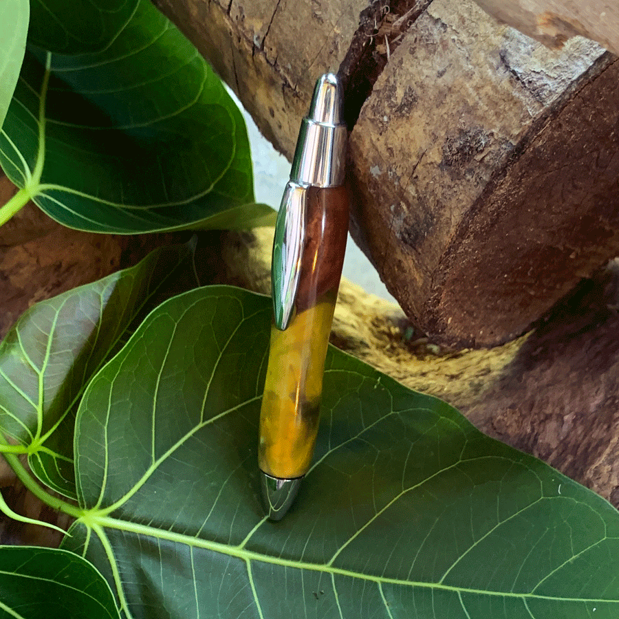 Driftwood and green resin pen