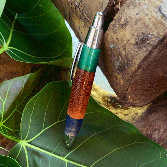 Driftwood and green and blue resin pen