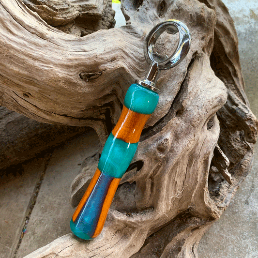 Driftwood and turquoise resin bottle opener