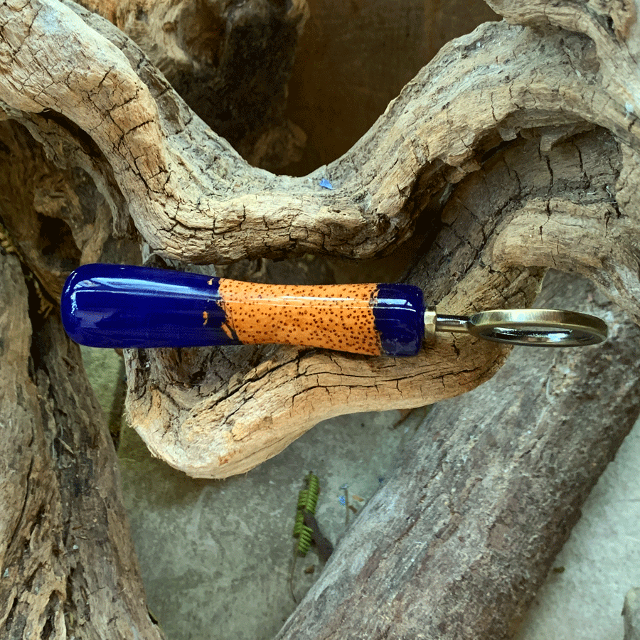 Driftwood and blue resin bottle opener