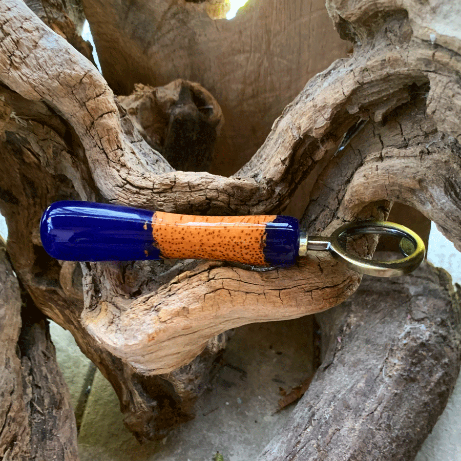 Driftwood and blue resin bottle opener