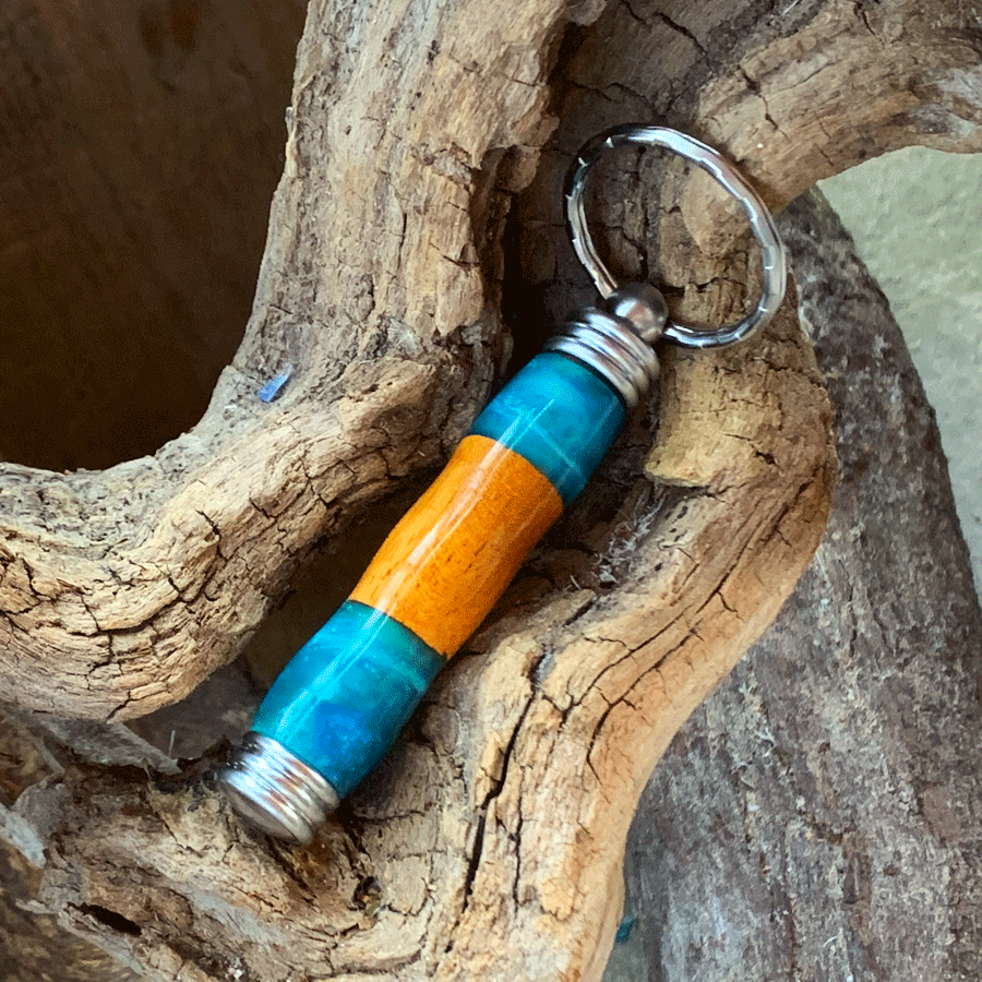 Driftwood and turquoise resin key chain