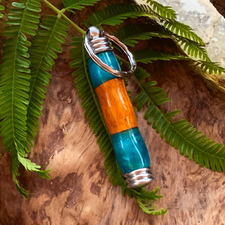 Driftwood and turquoise resin key chain