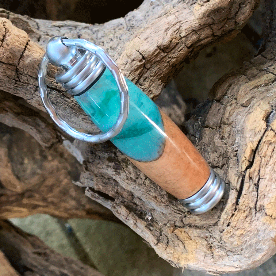 Driftwood and turquoise resin key chain